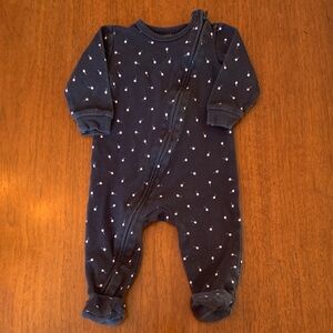 🍊5/$25 Petit Lem Dark Blue Footie with Pink Stars size 6m